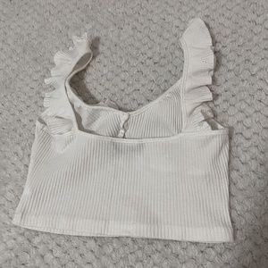 Shein- White Ruffled Crop Top- Size: S